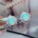 Pure natural dazzling white opal earrings, with a main stone size of 6 * 8mm1115140233