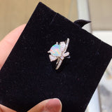 Pure Natural Colorful White Opal Ring, Main Stone Size 8mm Heart1116180266