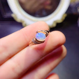 Pure Natural Colorful White Opal Ring, Main Stone Size 6 * 8mm1117110366