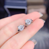 Classic Mosan diamond earrings, 1 carat main stone, 6.5mm heart1117240855