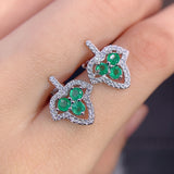 Pure natural Columbia emerald earrings, main stone size: round 3 * 3mm1117190266