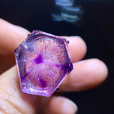 Natural purple crystal super seven shaped beige flower candy heart ring, size: 18/17.2 mm1117248499