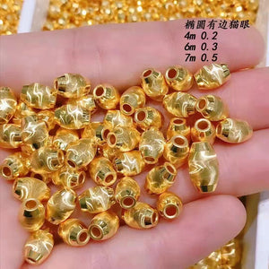 Luxury Pure 24K Gold Jewelry Accessories DIY Bracelet Necklace Beads Women Ladies Female Bridal Engagement Wedding Jewelry