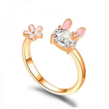 Sweet Flower Opening Adjustable Ring For Women Korean Trend Exquisite Jewelry Shiny Rhinestone Zircon Finger Ring Party Gift