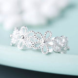 Sweet Flower Opening Adjustable Ring For Women Korean Trend Exquisite Jewelry Shiny Rhinestone Zircon Finger Ring Party Gift