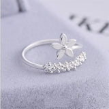 Sweet Flower Opening Adjustable Ring For Women Korean Trend Exquisite Jewelry Shiny Rhinestone Zircon Finger Ring Party Gift