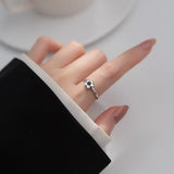 Sweet Flower Opening Adjustable Ring For Women Korean Trend Exquisite Jewelry Shiny Rhinestone Zircon Finger Ring Party Gift