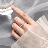 Sweet Flower Opening Adjustable Ring For Women Korean Trend Exquisite Jewelry Shiny Rhinestone Zircon Finger Ring Party Gift