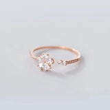 Sweet Flower Opening Adjustable Ring For Women Korean Trend Exquisite Jewelry Shiny Rhinestone Zircon Finger Ring Party Gift